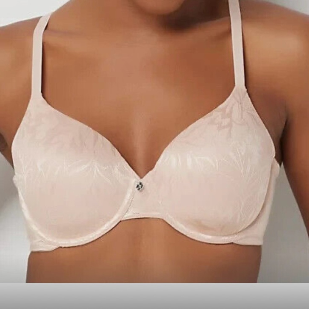 BREEZIES Jacquard Shine Unlined Underwire Support Bra Sunbeige 44D